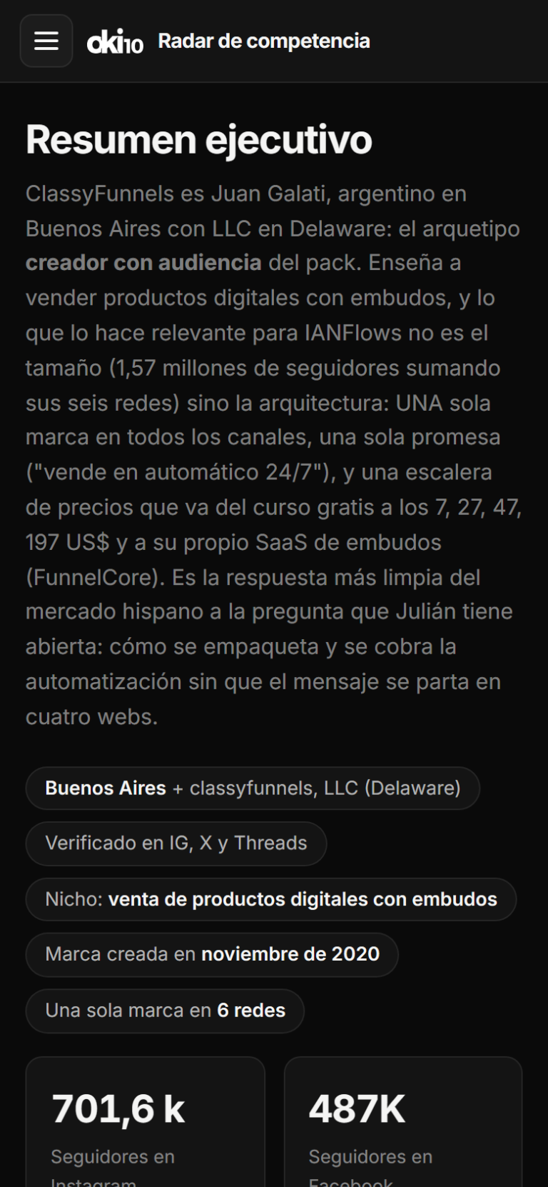 Análisis de ClassyFunnels: infoproductos y SaaS, cifras por mes con fecha de captura
